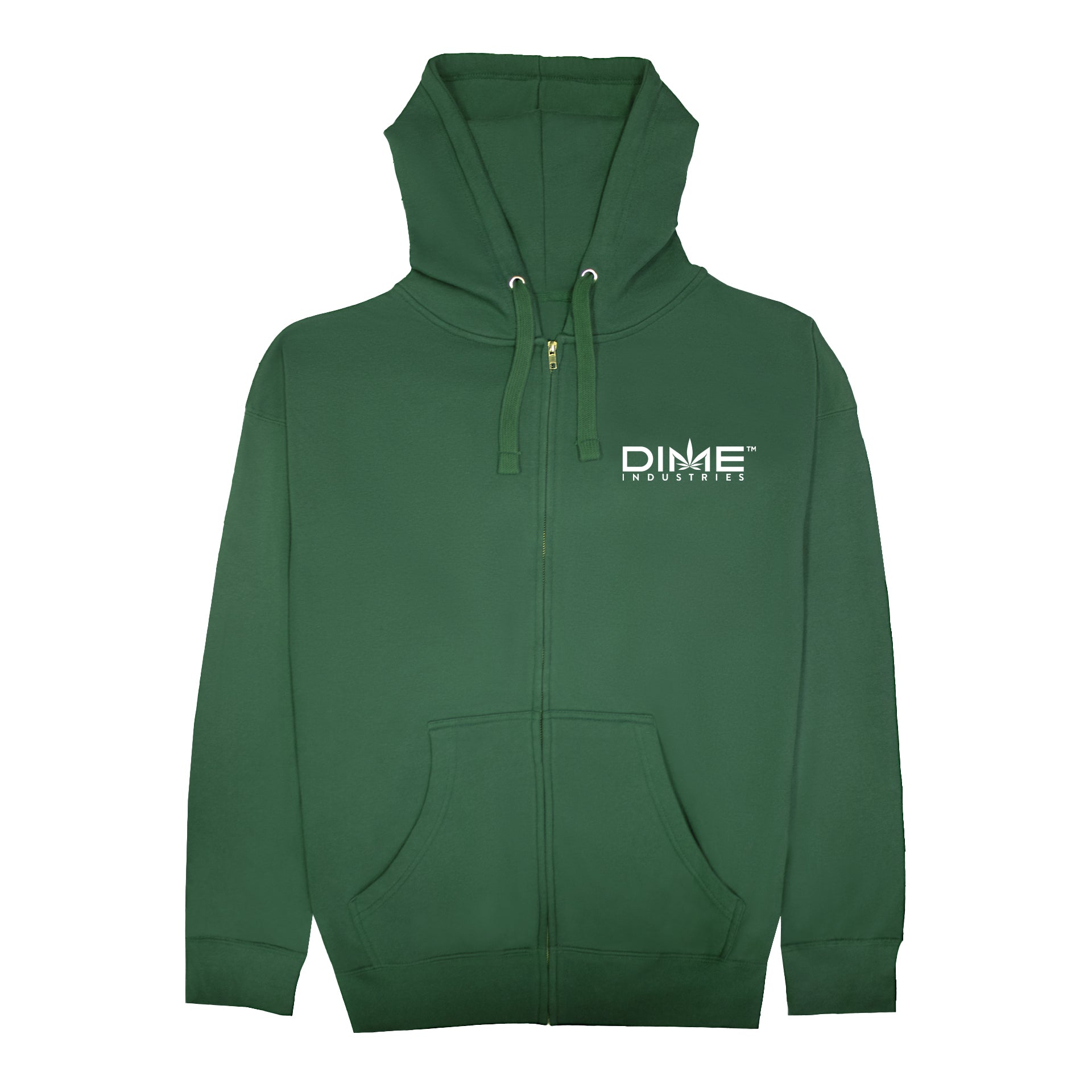 Zip Up Hoodie Green with White Logo Dime Merch